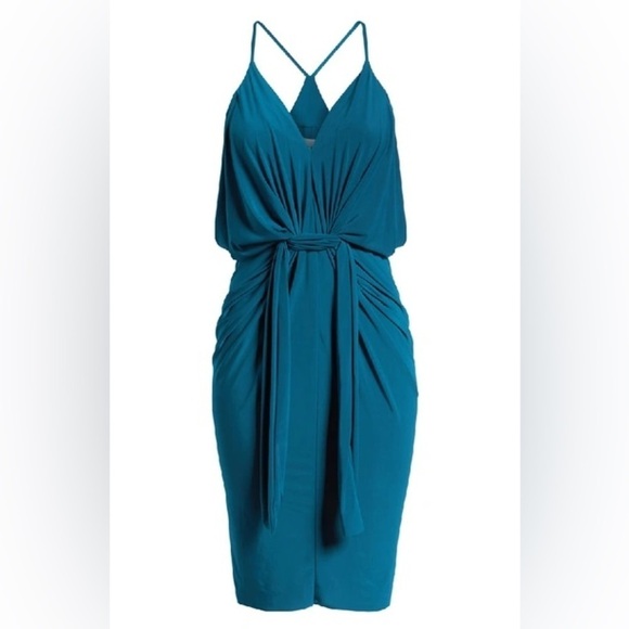 Misa Los Angeles Domino Draped Mini Dress in Indigo Size Small NWT - Picture 1 of 8